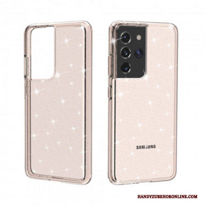Hülle Für Samsung Galaxy S21 Ultra 5G Transparente Pailletten