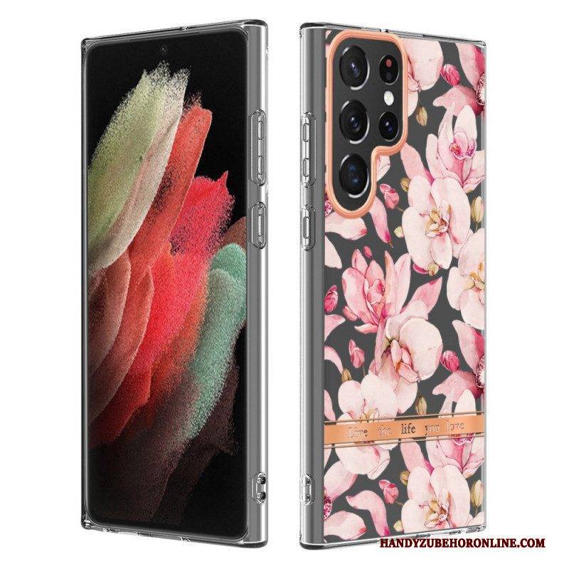 Hülle Für Samsung Galaxy S22 Ultra 5G Blumen Leben Das Leben. Das Sie Lieben