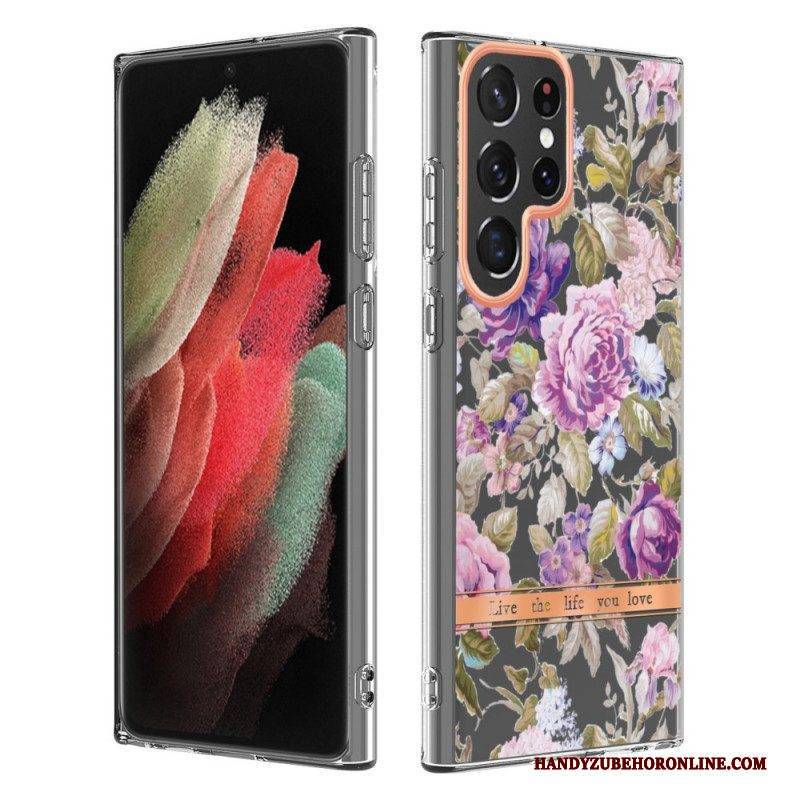 Hülle Für Samsung Galaxy S22 Ultra 5G Blumen Leben Das Leben. Das Sie Lieben