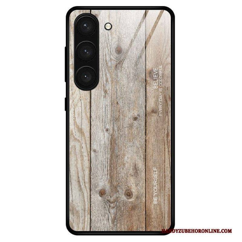 Hülle Für Samsung Galaxy S23 Plus 5G Holzdesign Aus Gehärtetem Glas
