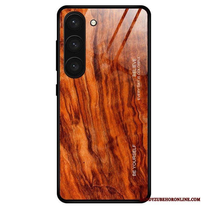 Hülle Für Samsung Galaxy S23 Plus 5G Holzdesign Aus Gehärtetem Glas
