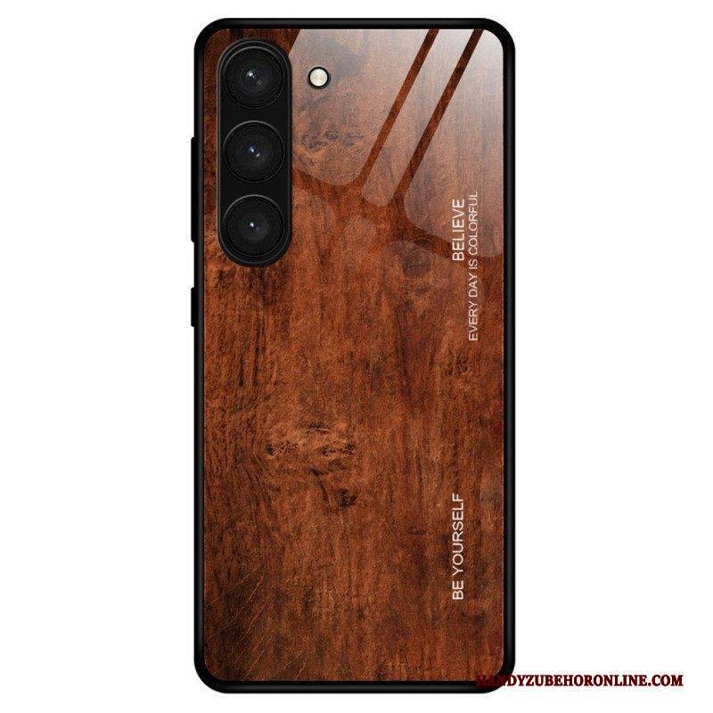 Hülle Für Samsung Galaxy S23 Plus 5G Holzdesign Aus Gehärtetem Glas
