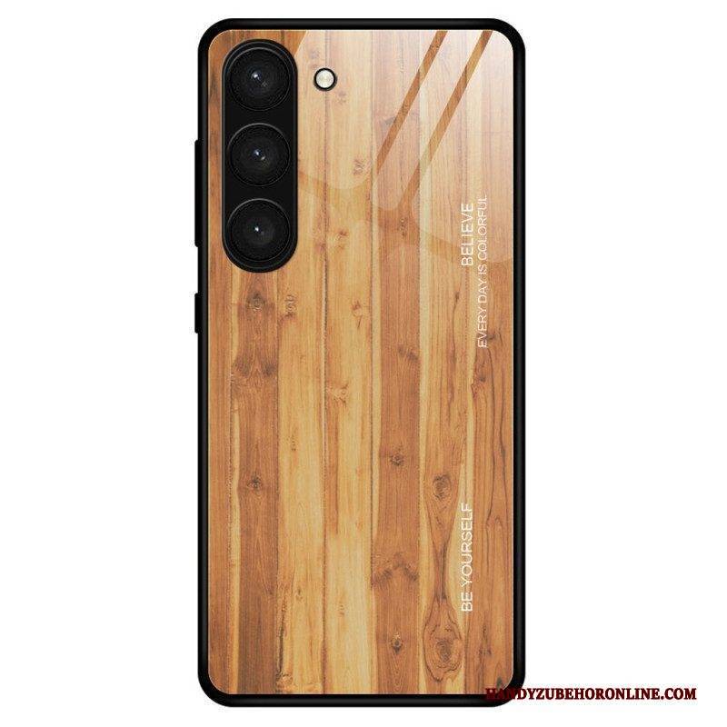 Hülle Für Samsung Galaxy S23 Plus 5G Holzdesign Aus Gehärtetem Glas