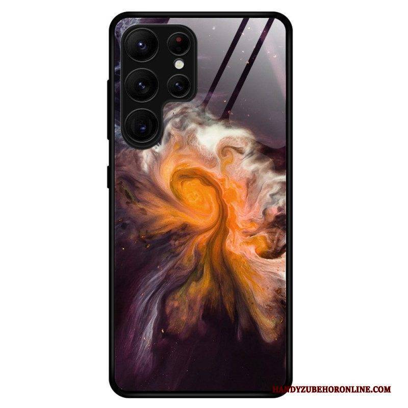 Hülle Für Samsung Galaxy S23 Ultra 5G Marmorfarben Gehärtetes Glas
