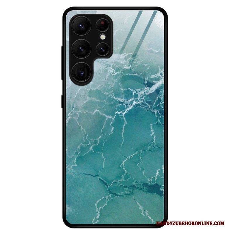 Hülle Für Samsung Galaxy S23 Ultra 5G Marmorfarben Gehärtetes Glas