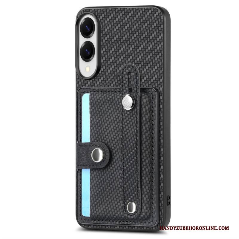 Hülle Für Samsung Galaxy S25 5g Edge Carbonfaser-case Mit Kartenhalter Und Tragegurt