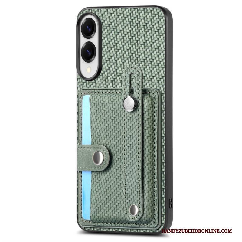 Hülle Für Samsung Galaxy S25 5g Edge Carbonfaser-case Mit Kartenhalter Und Tragegurt