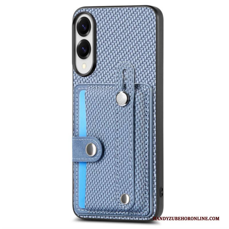 Hülle Für Samsung Galaxy S25 5g Edge Carbonfaser-case Mit Kartenhalter Und Tragegurt