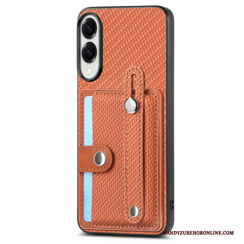 Hülle Für Samsung Galaxy S25 5g Edge Carbonfaser-case Mit Kartenhalter Und Tragegurt