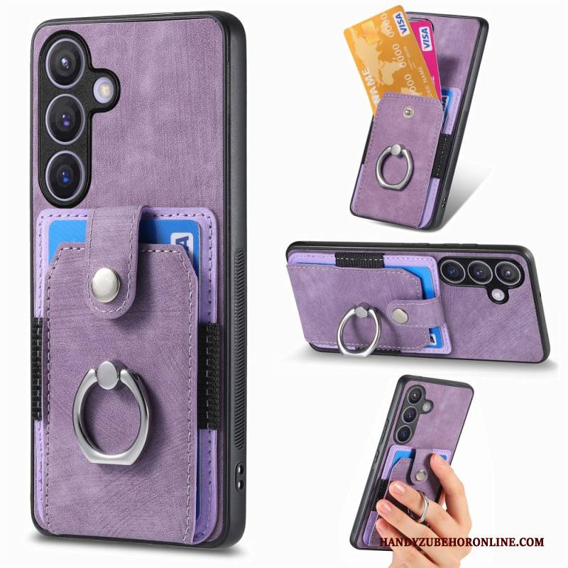 Hülle Für Samsung Galaxy S25 5g Kartenhalter Und Ring In Lederoptik