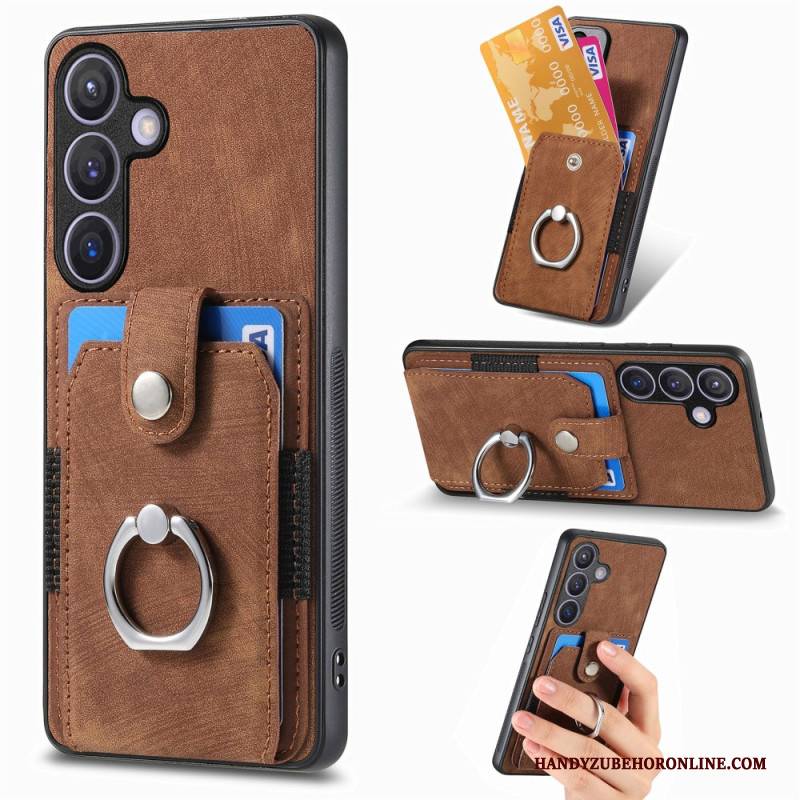Hülle Für Samsung Galaxy S25 5g Kartenhalter Und Ring In Lederoptik
