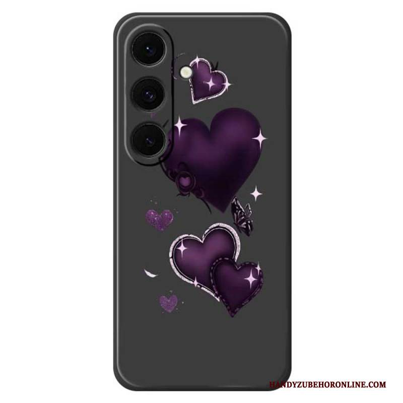 Hülle Für Samsung Galaxy S25 Fe Silikon Mit Lila Herzmuster