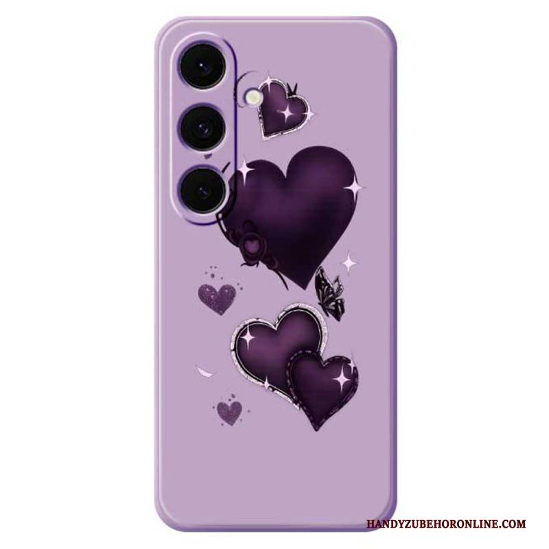Hülle Für Samsung Galaxy S25 Fe Silikon Mit Lila Herzmuster