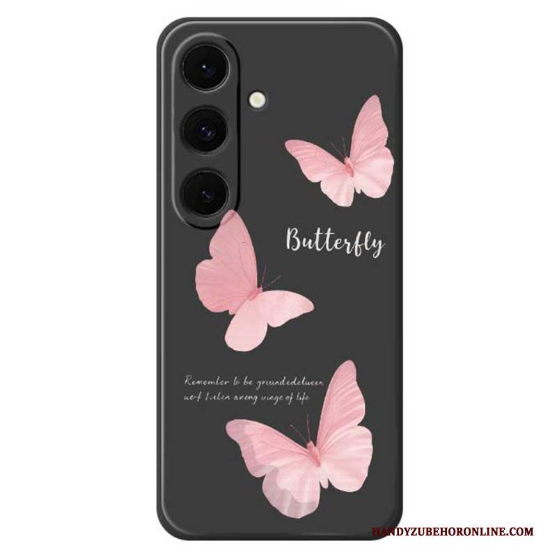 Hülle Für Samsung Galaxy S25 Fe Silikon Mit Rosa Schmetterling