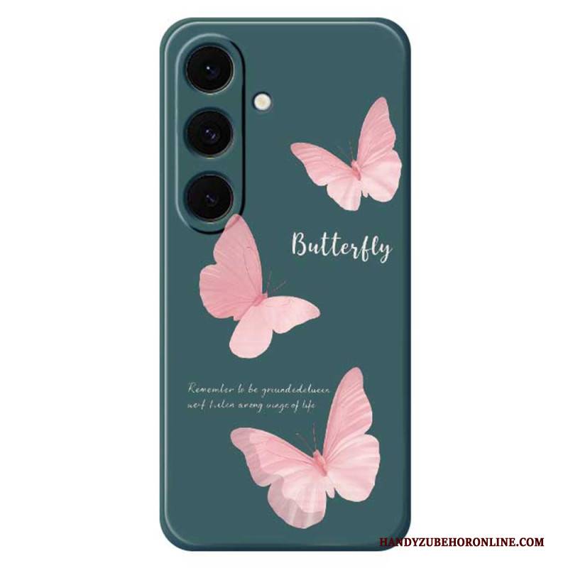 Hülle Für Samsung Galaxy S25 Fe Silikon Mit Rosa Schmetterling