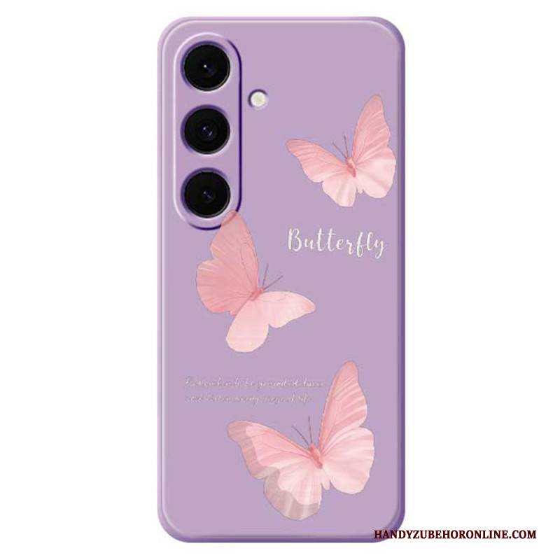 Hülle Für Samsung Galaxy S25 Fe Silikon Mit Rosa Schmetterling