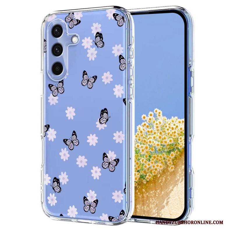 Hülle Für Samsung Galaxy S25 Fe Transparentes Blumen- Und Schmetterlingsdesign