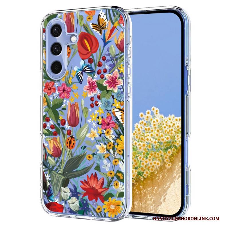 Hülle Für Samsung Galaxy S25 Fe Transparentes Blumen- Und Schmetterlingsdesign