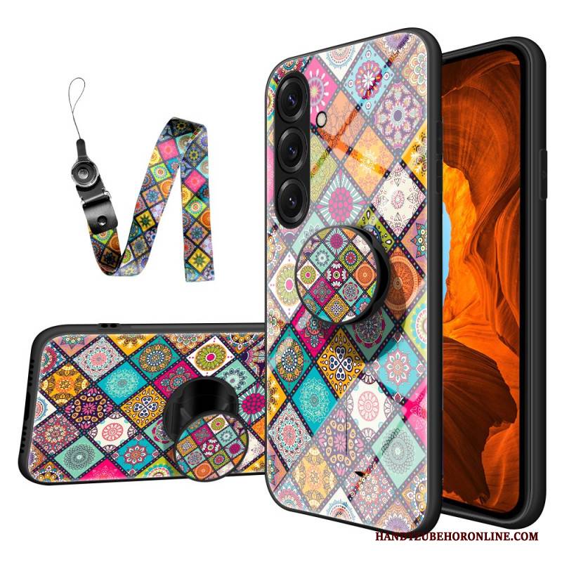 Hülle Für Samsung Galaxy S26 Plus Ringhalter Und Patchwork-lanyard