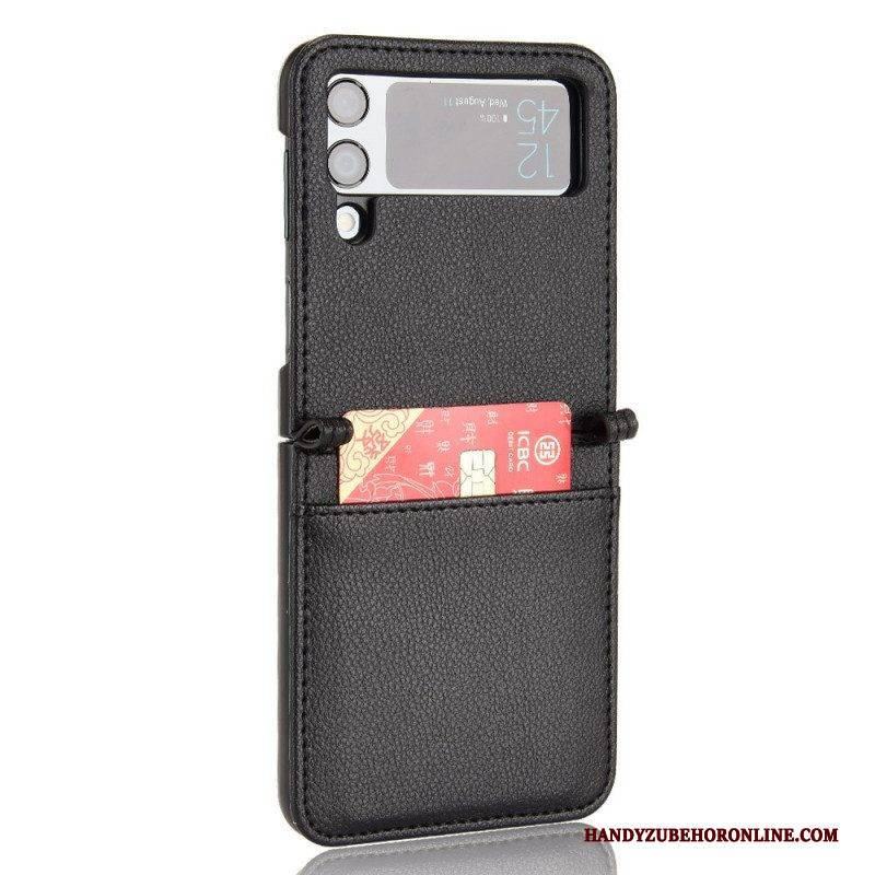 Hülle Für Samsung Galaxy Z Flip 3 5G Flip Case Kartenetui Aus Litschi-leder Im Stil