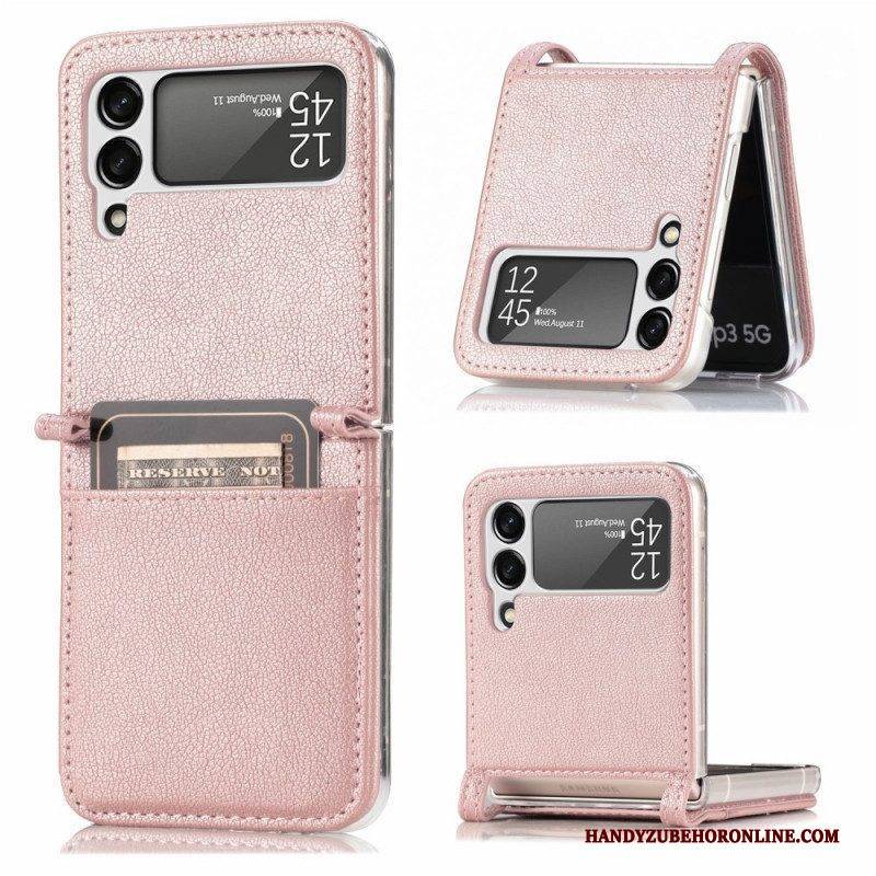 Hülle Für Samsung Galaxy Z Flip 3 5G Flip Case Kartenetui Aus Strukturiertem Leder