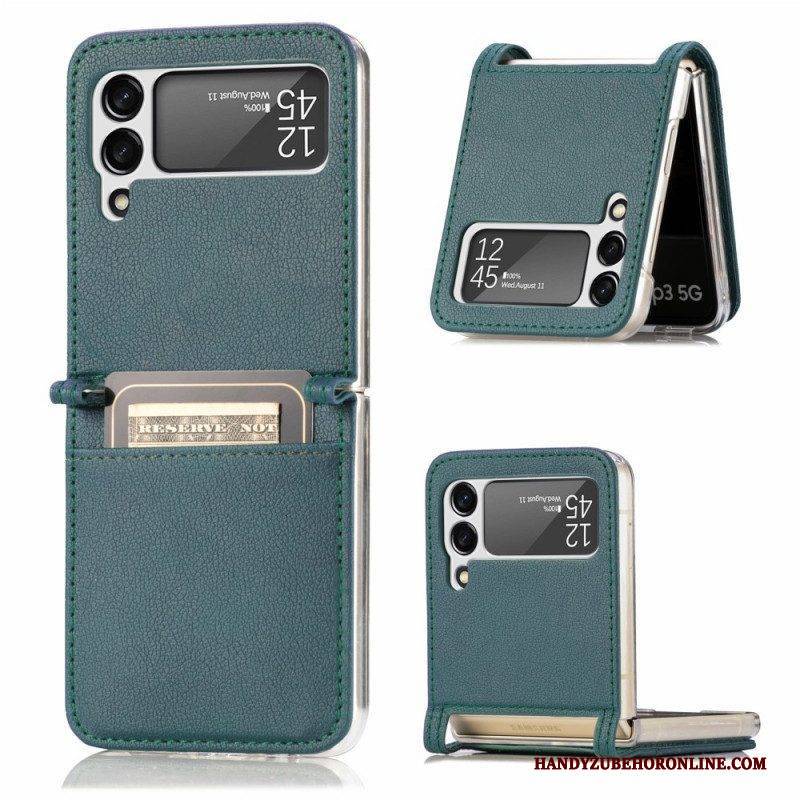 Hülle Für Samsung Galaxy Z Flip 3 5G Flip Case Kartenetui Aus Strukturiertem Leder