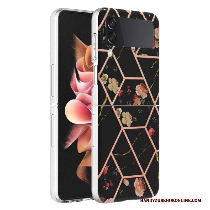 Hülle Für Samsung Galaxy Z Flip 4 Flip Case Blumenmarmor