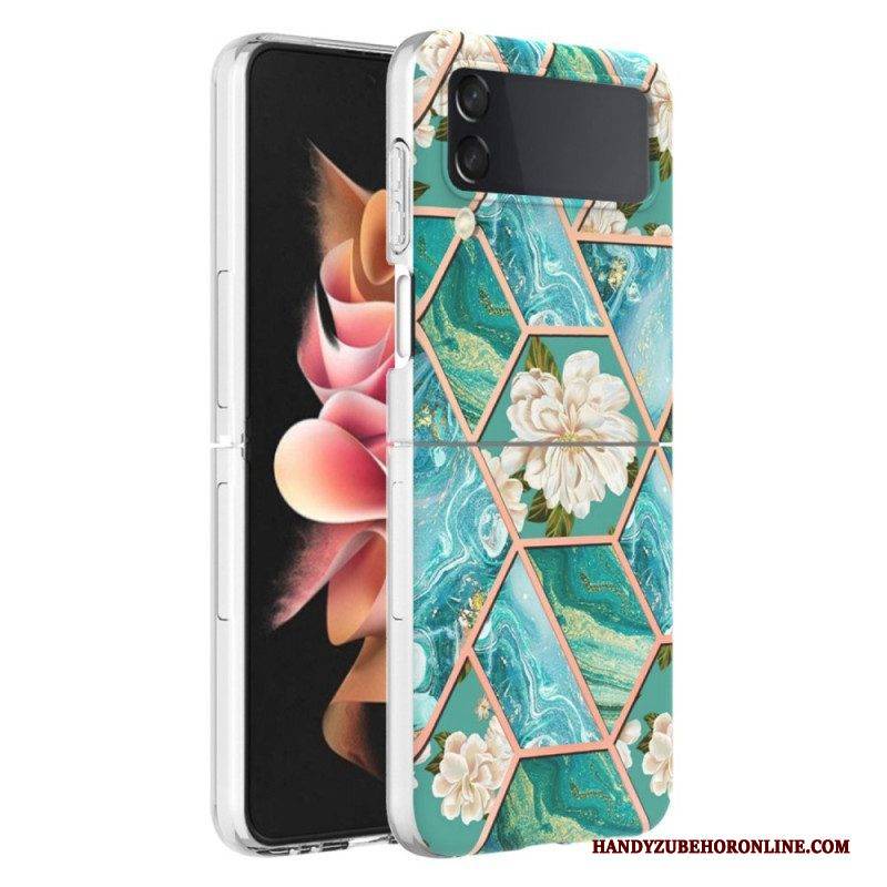 Hülle Für Samsung Galaxy Z Flip 4 Flip Case Blumenmarmor