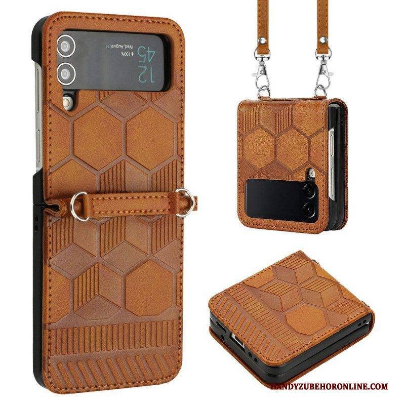Hülle Für Samsung Galaxy Z Flip 4 Flip Case Design-fußball Mit Umhängeband