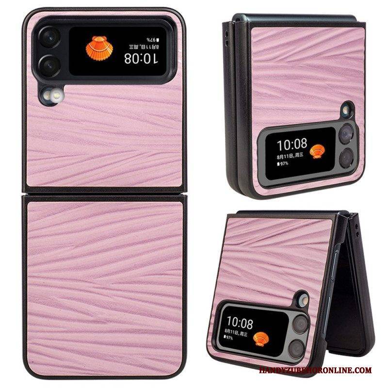 Hülle Für Samsung Galaxy Z Flip 4 Flip Case Echtes Leder Mit Gewellter Textur