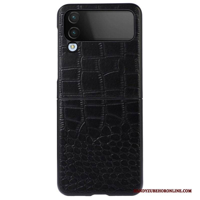 Hülle Für Samsung Galaxy Z Flip 4 Flip Case Echtes Leder Mit Krokodileffekt