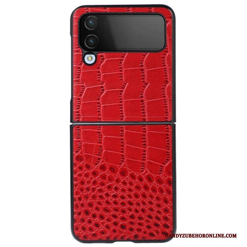 Hülle Für Samsung Galaxy Z Flip 4 Flip Case Echtes Leder Mit Krokodileffekt