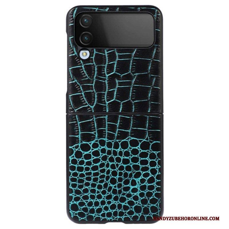Hülle Für Samsung Galaxy Z Flip 4 Flip Case Echtes Leder Mit Krokodileffekt