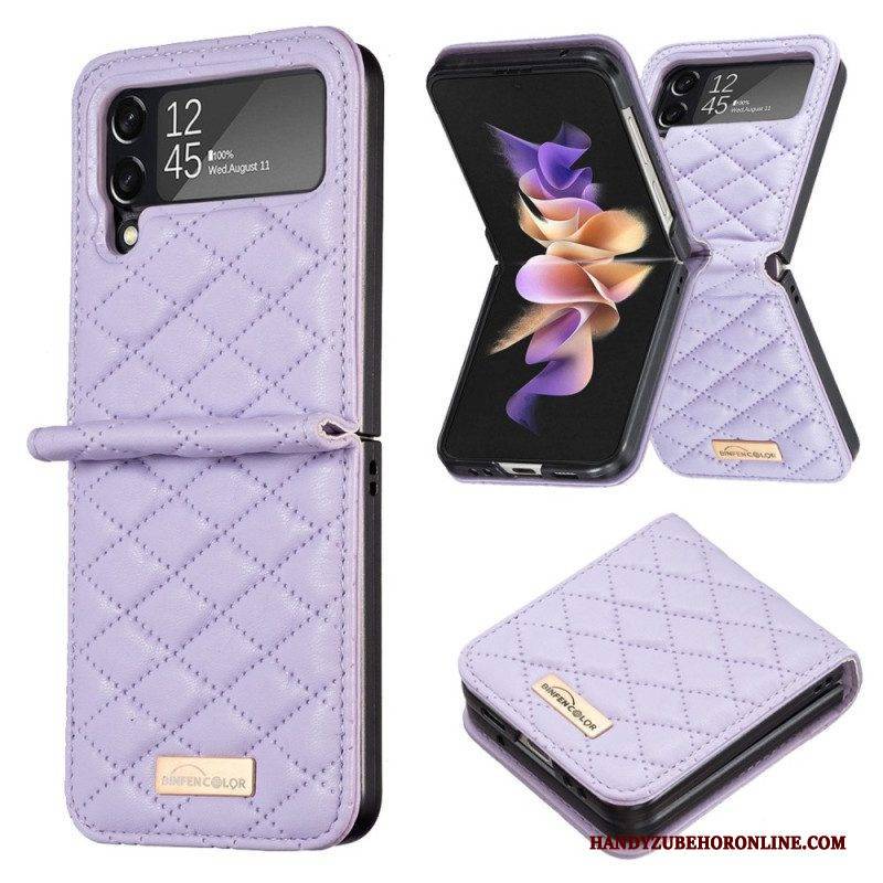 Hülle Für Samsung Galaxy Z Flip 4 Flip Case Gesteppte Binfen-farbe