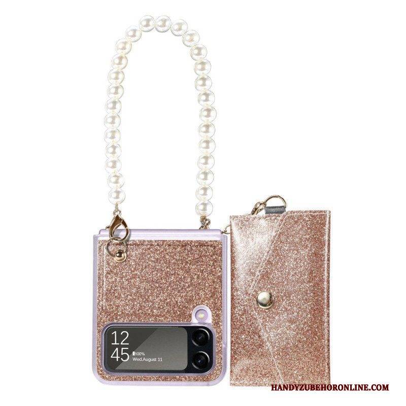 Hülle Für Samsung Galaxy Z Flip 4 Flip Case Glänzender Kartenhalter