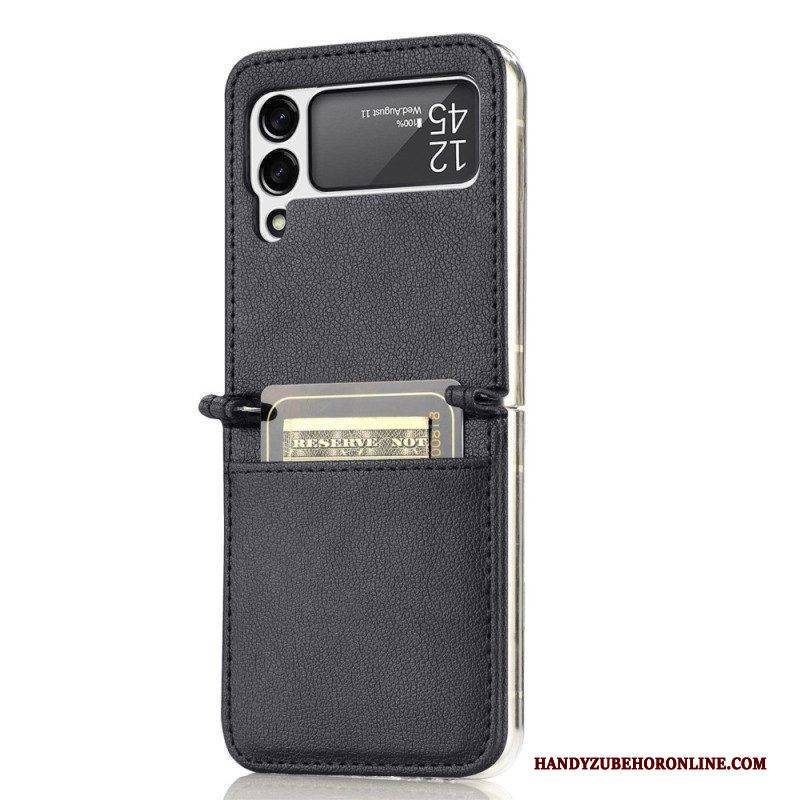 Hülle Für Samsung Galaxy Z Flip 4 Flip Case Kartenetui Aus Litschi-leder Im Stil