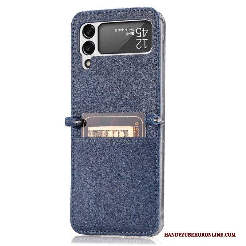 Hülle Für Samsung Galaxy Z Flip 4 Flip Case Kartenetui Aus Litschi-leder Im Stil