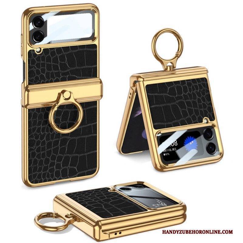 Hülle Für Samsung Galaxy Z Flip 4 Flip Case Krokodil Mit Gkk-karabiner