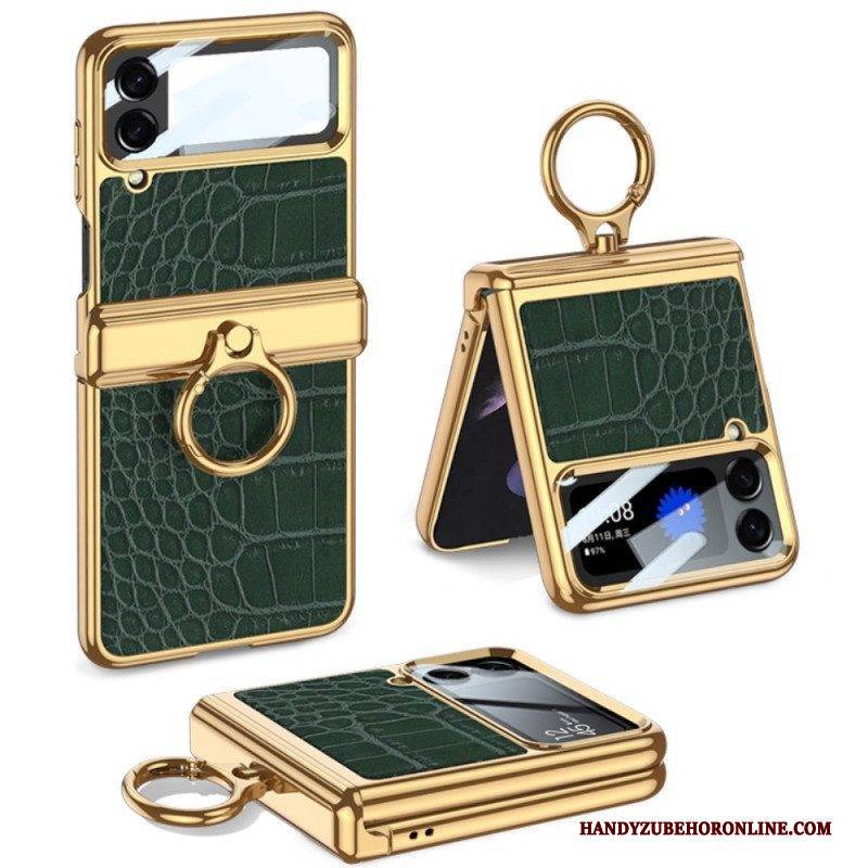 Hülle Für Samsung Galaxy Z Flip 4 Flip Case Krokodil Mit Gkk-karabiner