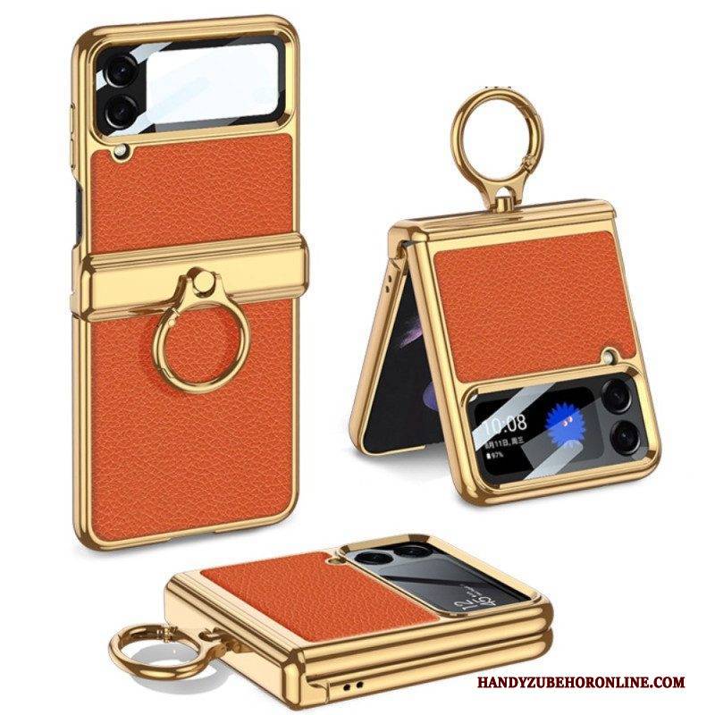 Hülle Für Samsung Galaxy Z Flip 4 Flip Case Lederstil Mit Gkk-karabiner