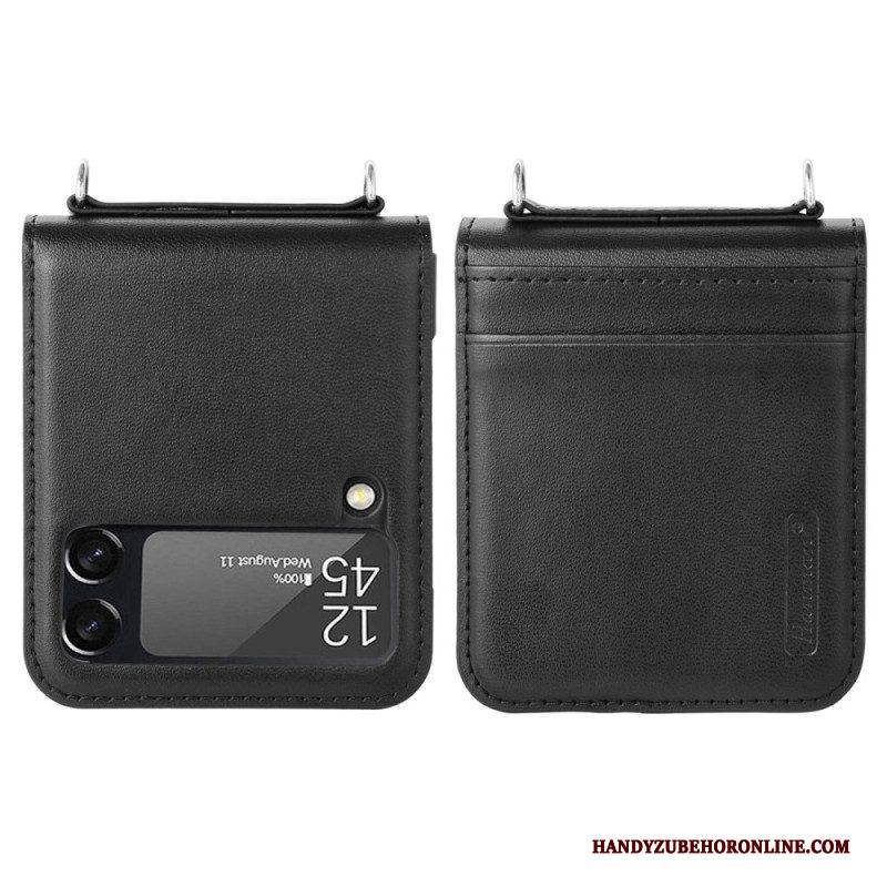 Hülle Für Samsung Galaxy Z Flip 4 Flip Case Lederstil Mit Riemen