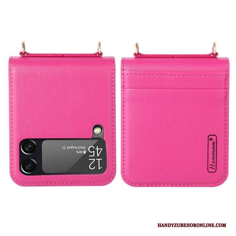 Hülle Für Samsung Galaxy Z Flip 4 Flip Case Lederstil Mit Riemen