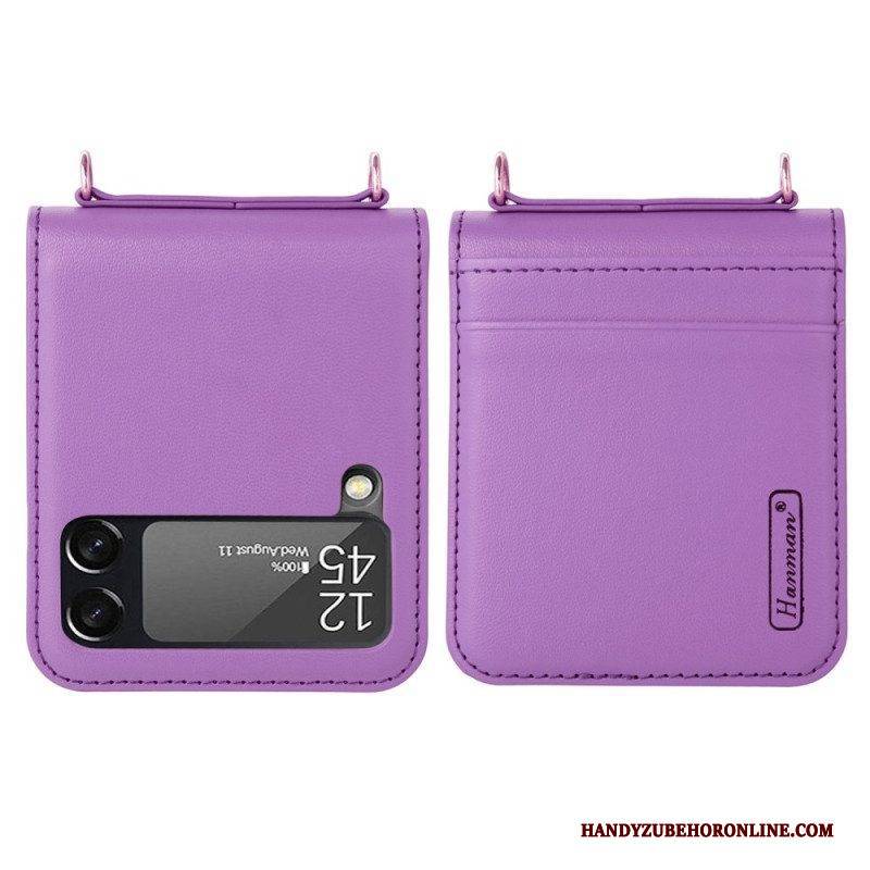 Hülle Für Samsung Galaxy Z Flip 4 Flip Case Lederstil Mit Riemen