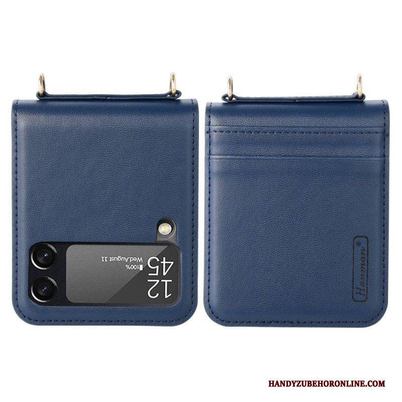 Hülle Für Samsung Galaxy Z Flip 4 Flip Case Lederstil Mit Riemen