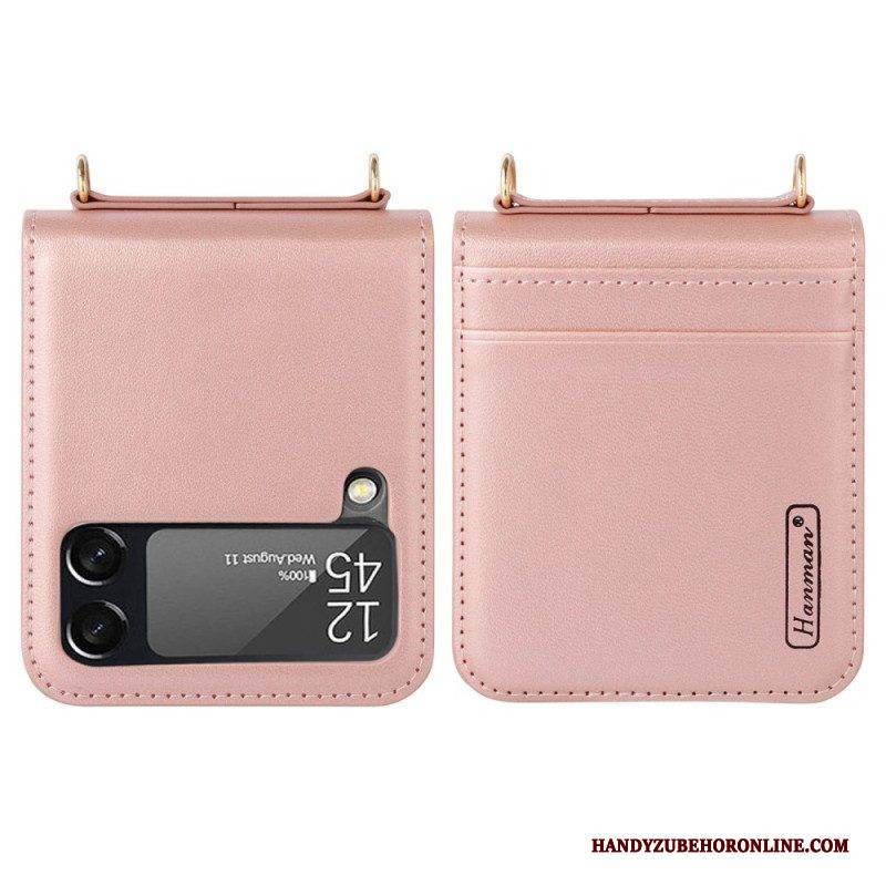 Hülle Für Samsung Galaxy Z Flip 4 Flip Case Lederstil Mit Riemen