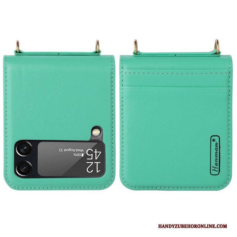 Hülle Für Samsung Galaxy Z Flip 4 Flip Case Lederstil Mit Riemen
