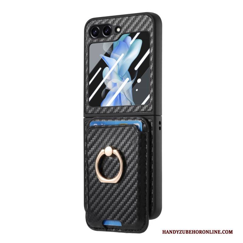 Hülle Für Samsung Galaxy Z Flip 7 Fe Kartenhalter In Carbonfaser-optik