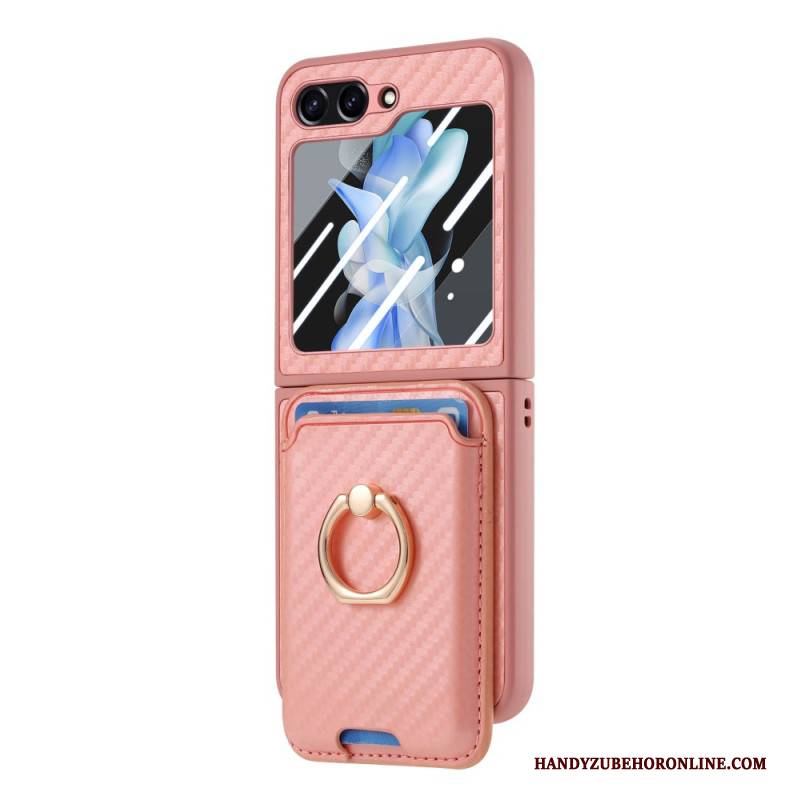 Hülle Für Samsung Galaxy Z Flip 7 Fe Kartenhalter In Carbonfaser-optik