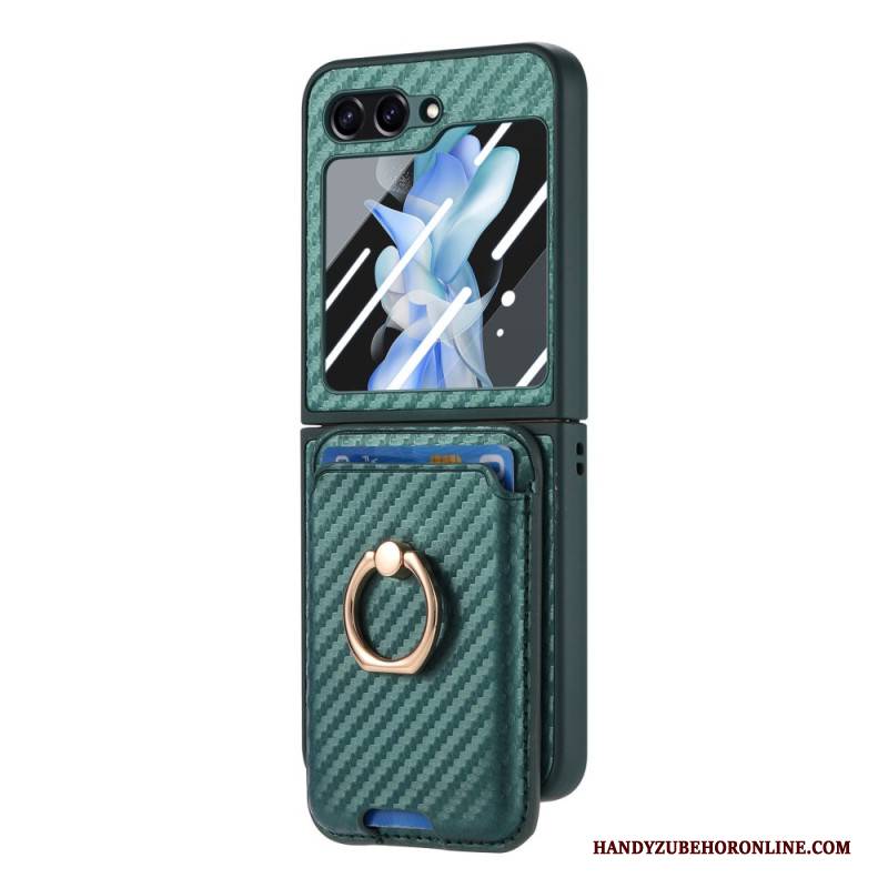 Hülle Für Samsung Galaxy Z Flip 7 Fe Kartenhalter In Carbonfaser-optik