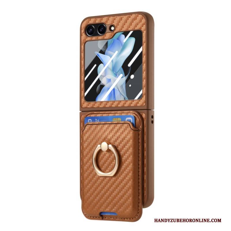 Hülle Für Samsung Galaxy Z Flip 7 Fe Kartenhalter In Carbonfaser-optik